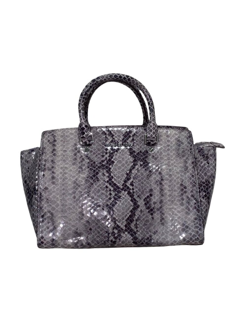 NWT Michael Kors‎ Selma Large Satchel Genuine Leather DK Slate Snake Print